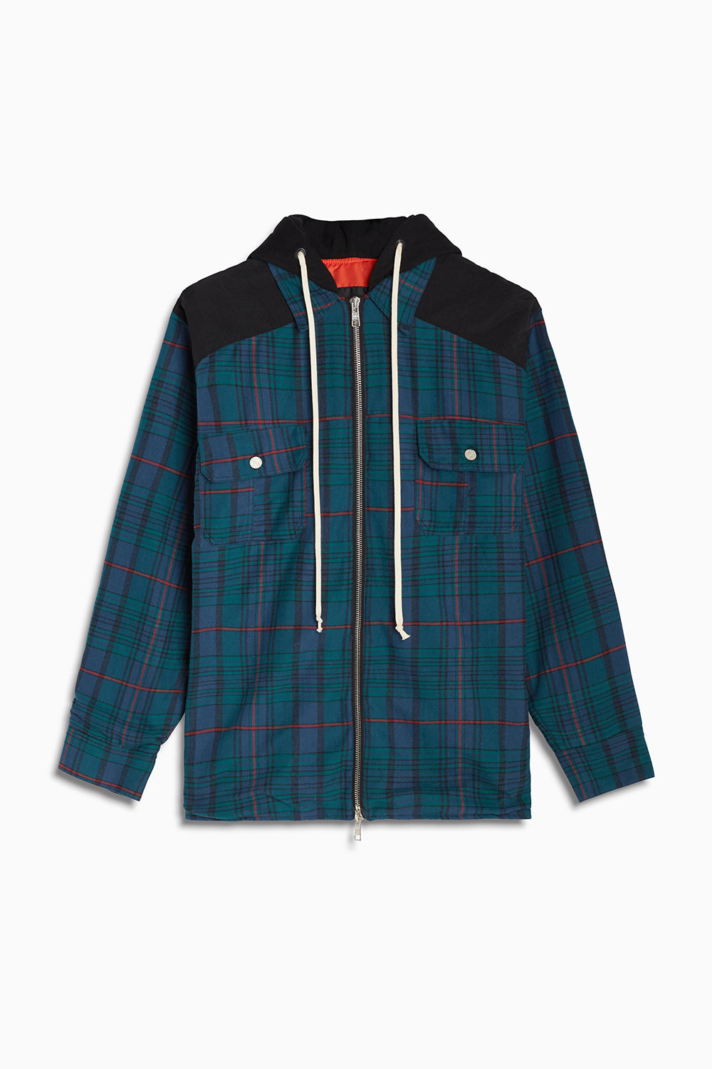 green hooded flannel