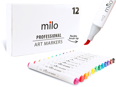 MILO 24 Art Marker Set Dual Tip Artist Markers