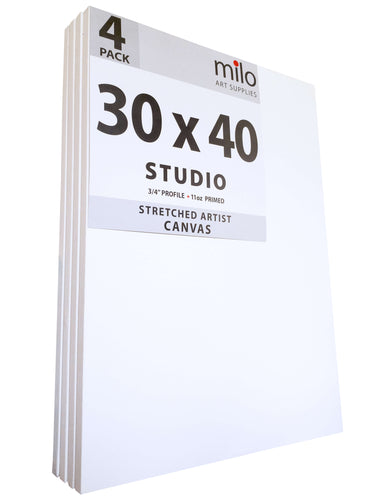  milo Stretched Artist Canvas, 18x24 inches, 4 Pack, 1.5”  inch Thick Gallery Profile