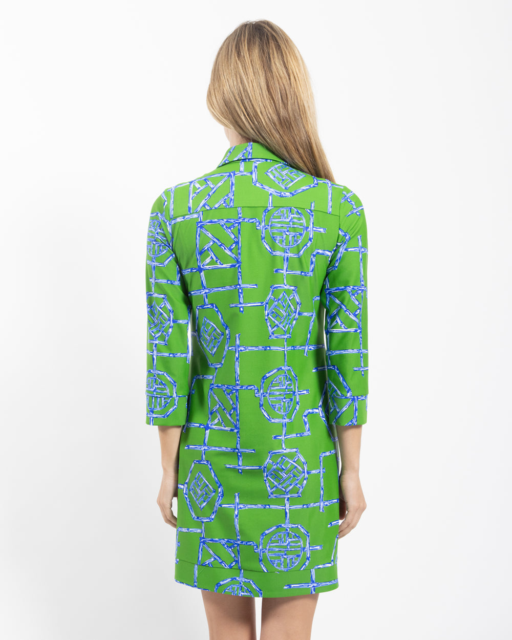 Finley Dress - Jude Cloth - Bamboo Lattice Grass Green