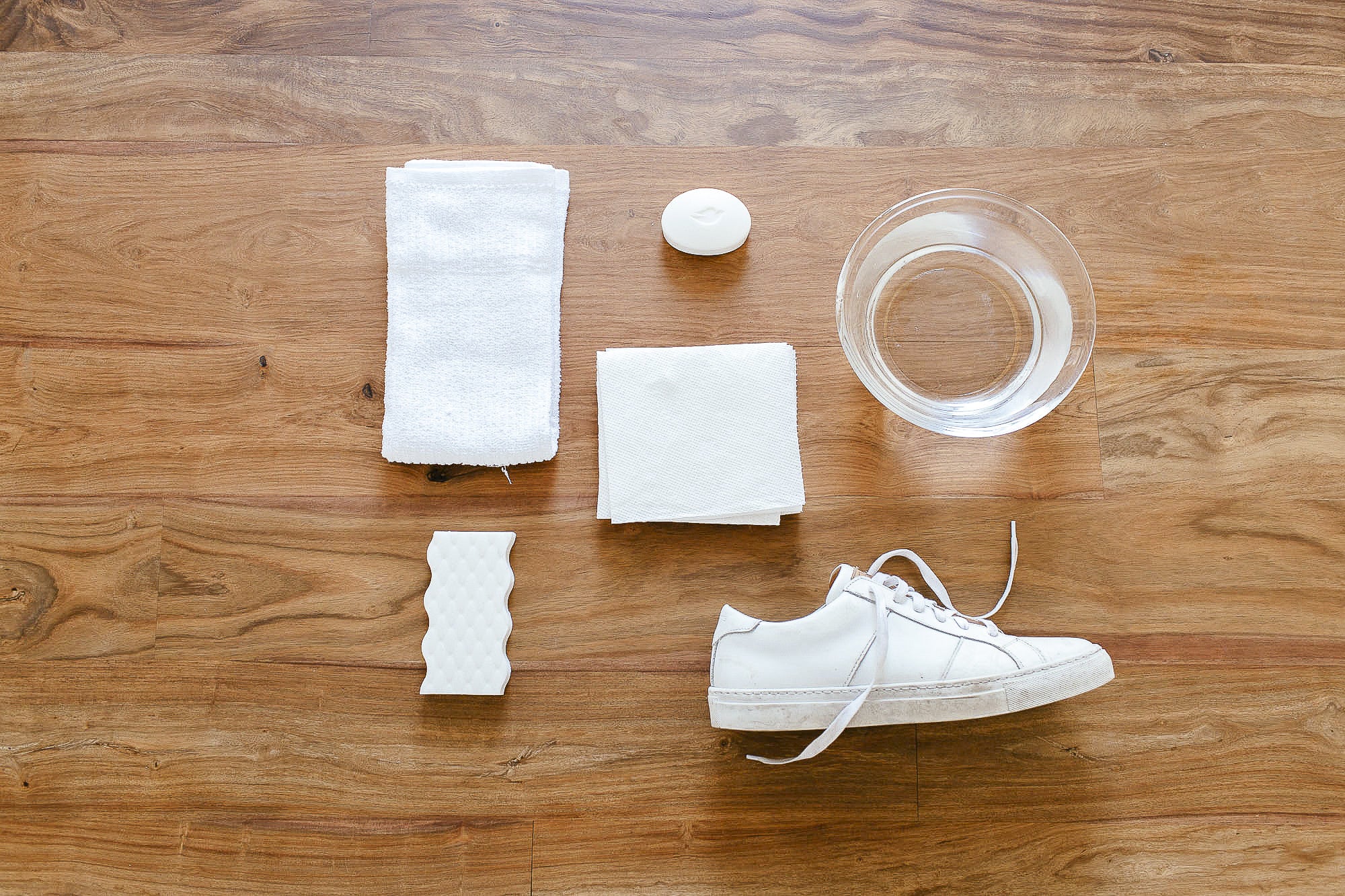 washing white leather sneakers