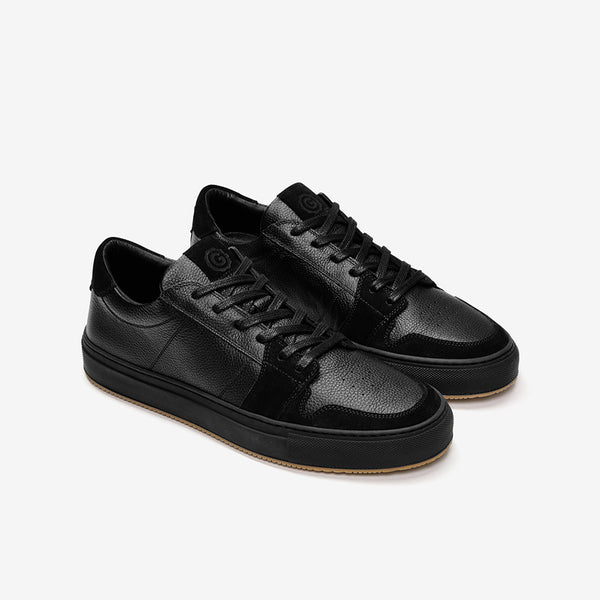 triple black leather sneakers