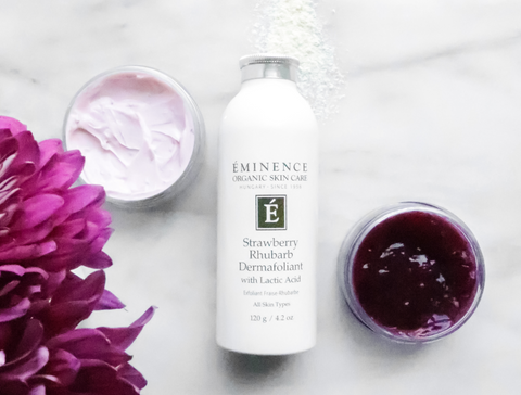 Fall skincare eminence organics Canada skincare for autumn Eminence Organics Strawberry Rhubarb Dermafoliant