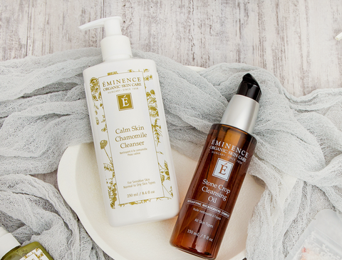 Eminence Organics Calm Skin Chamomile Cleanser Eminence Organics Stone Crop Cleansing Oil - at home facial