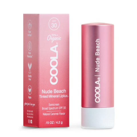 Nude Beach COOLA Mineral Liplux® Organic Tinted Lip Balm Sunscreen Now Available at The Facial Room