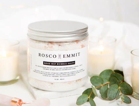 Rosco Emmit Rose Hip Bubble Salts - self-care ritual - the facial room