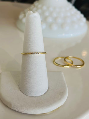 Rhinestone Trio Ring {Gold} - Leona Ruby