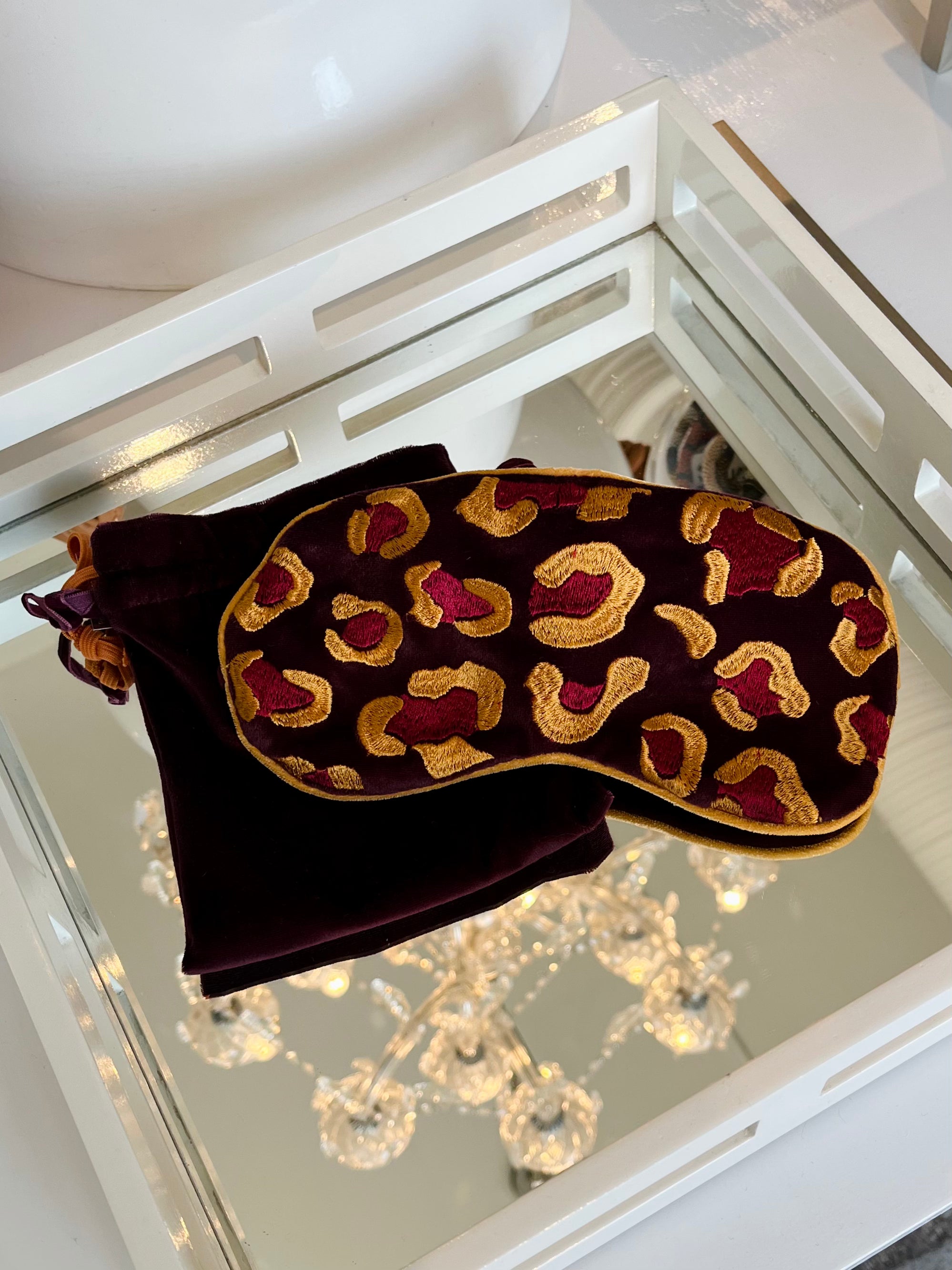 Lavender Velvet Eye Mask {Leopard}