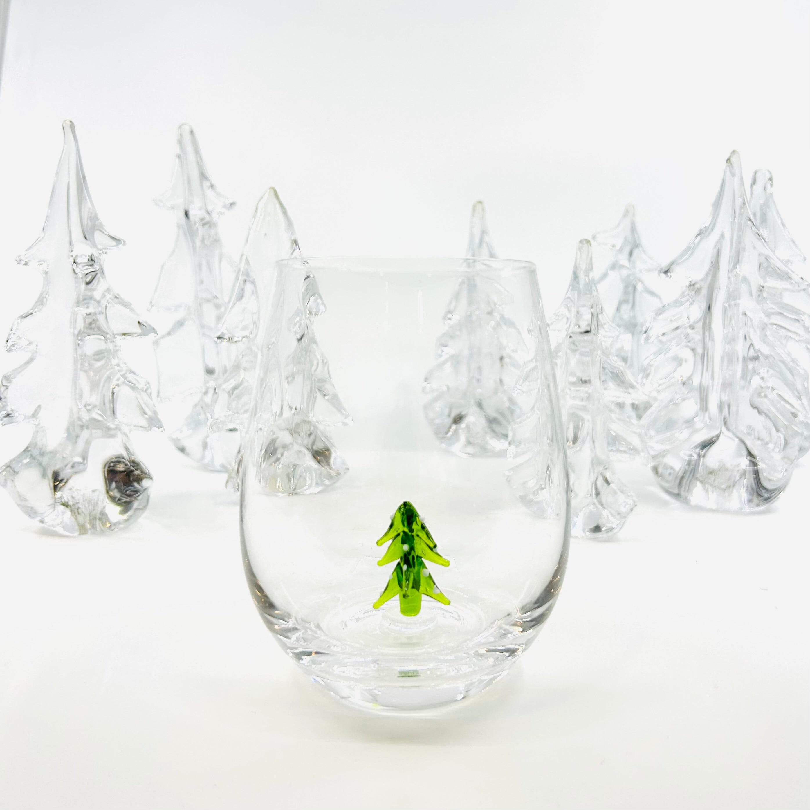 Black Friday Holiday Wine Glass, Snowy Tree