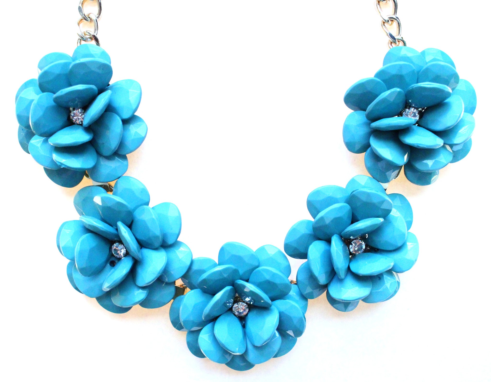 Beaded Rosette Statement Necklace- Turquoise – KAY K COUTURE