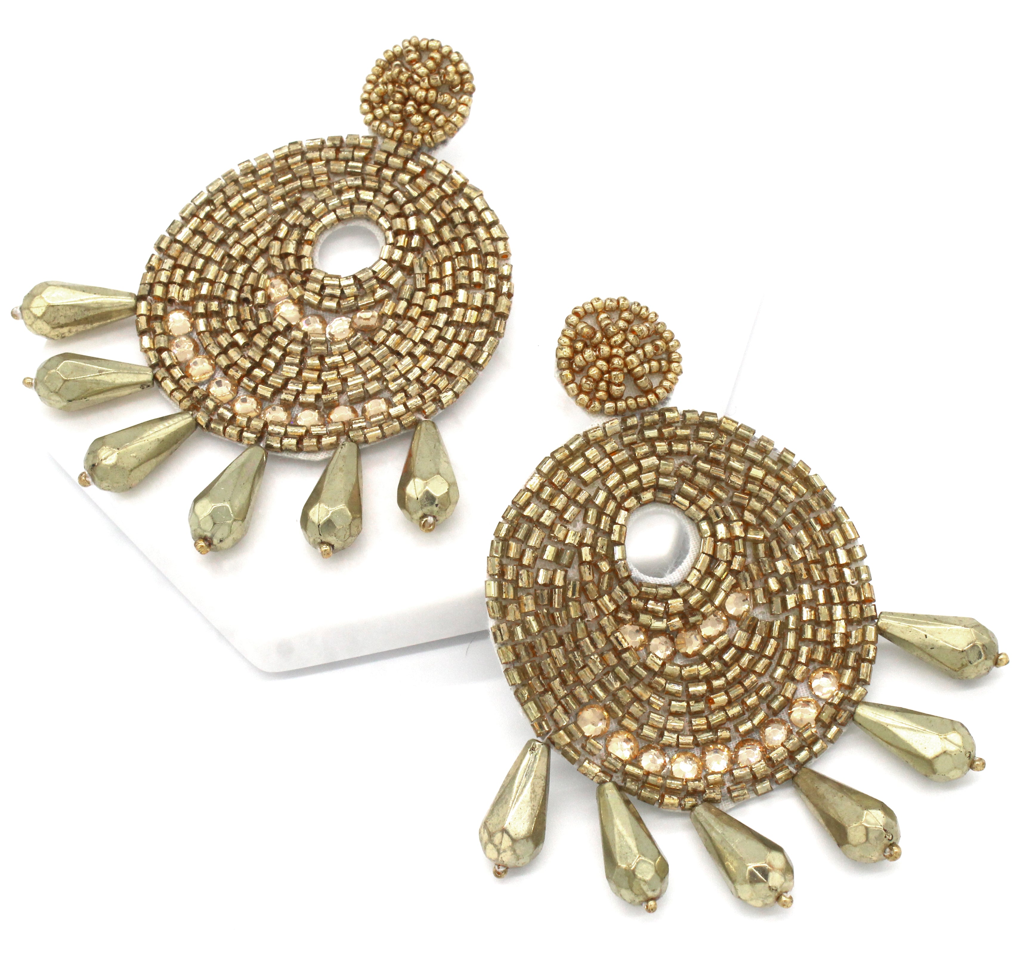 Ingrid Beaded Statement Earrings- Gold – KAY K COUTURE