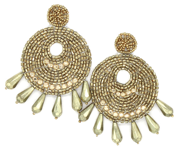 Ingrid Beaded Statement Earrings- Gold – KAY K COUTURE