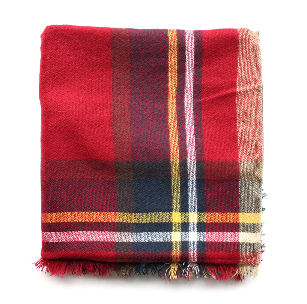 Mad For Plaid Blanket Scarf- Red Multi – KAY K COUTURE