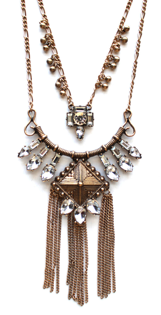 Layered Crystal Armor Tassel Necklace – KAY K COUTURE