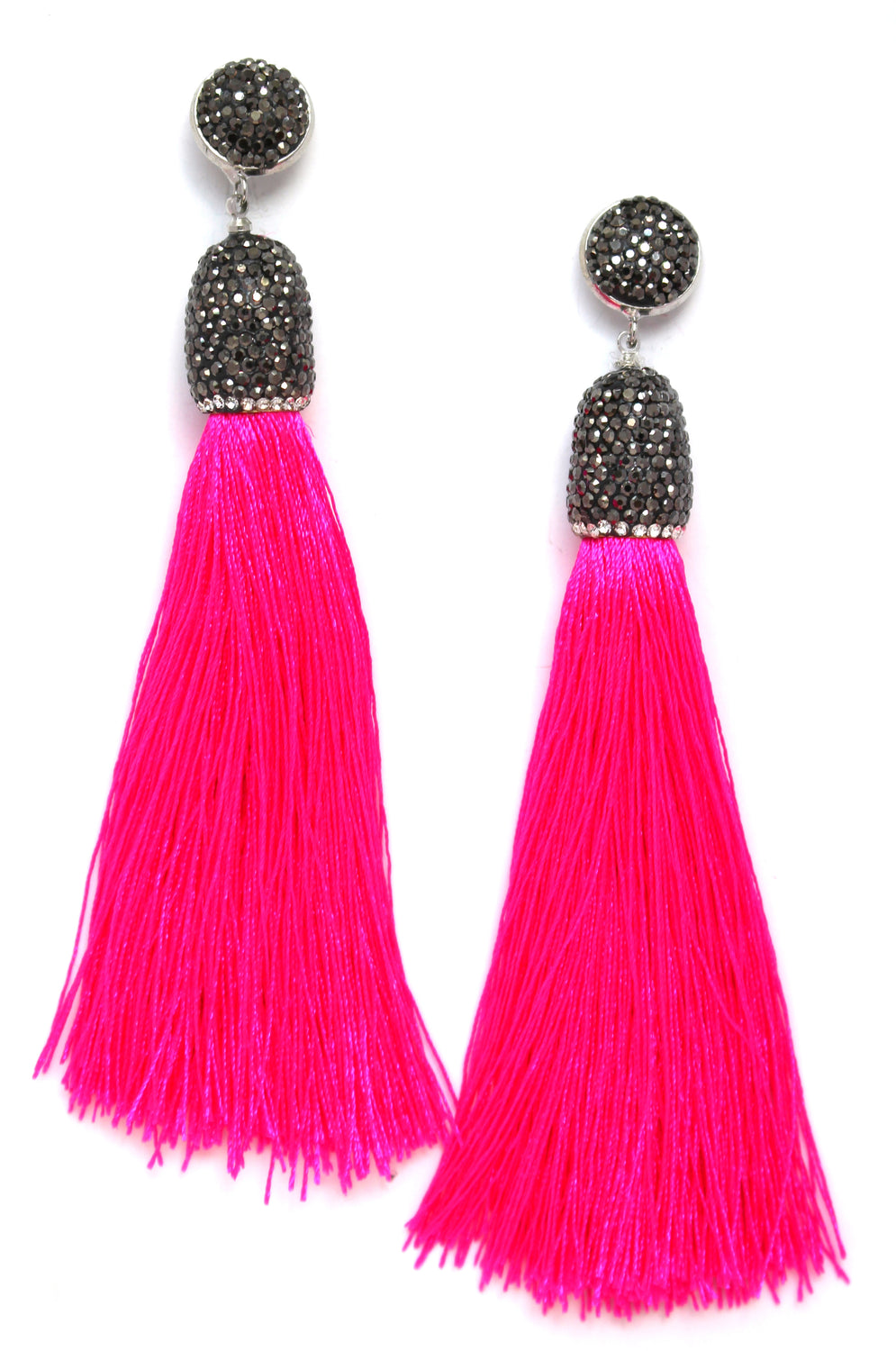 Catalina Shine Fringe Earrings- Hot Pink – KAY K COUTURE