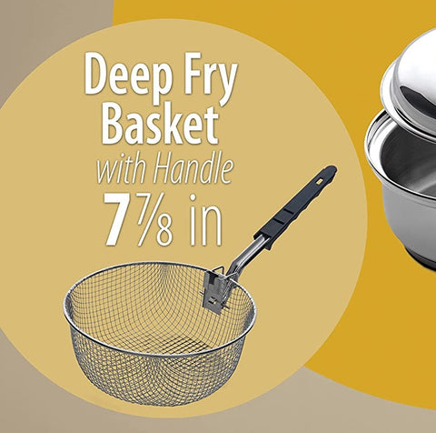 Commercial 8in Culinary Deep-Fry Basket Insulated Handle, Drain