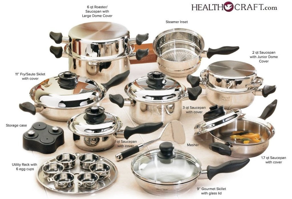 Pro-health Ultra 19-9-7P Magnetic Induction Core Waterless Cookware  Skillett With Dome Lid Made in Clarksville, Tennessee 