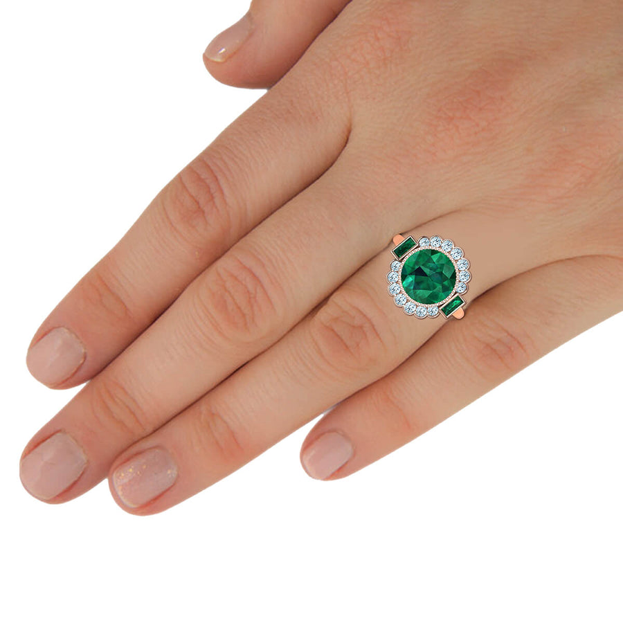 Milagrosa Emerald & Diamond Halo Ring