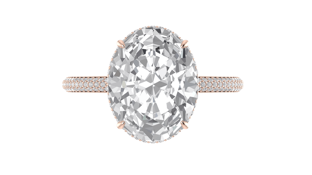 1.5 carat Oval Diamond Three-Row Band Halo Engagement Ring