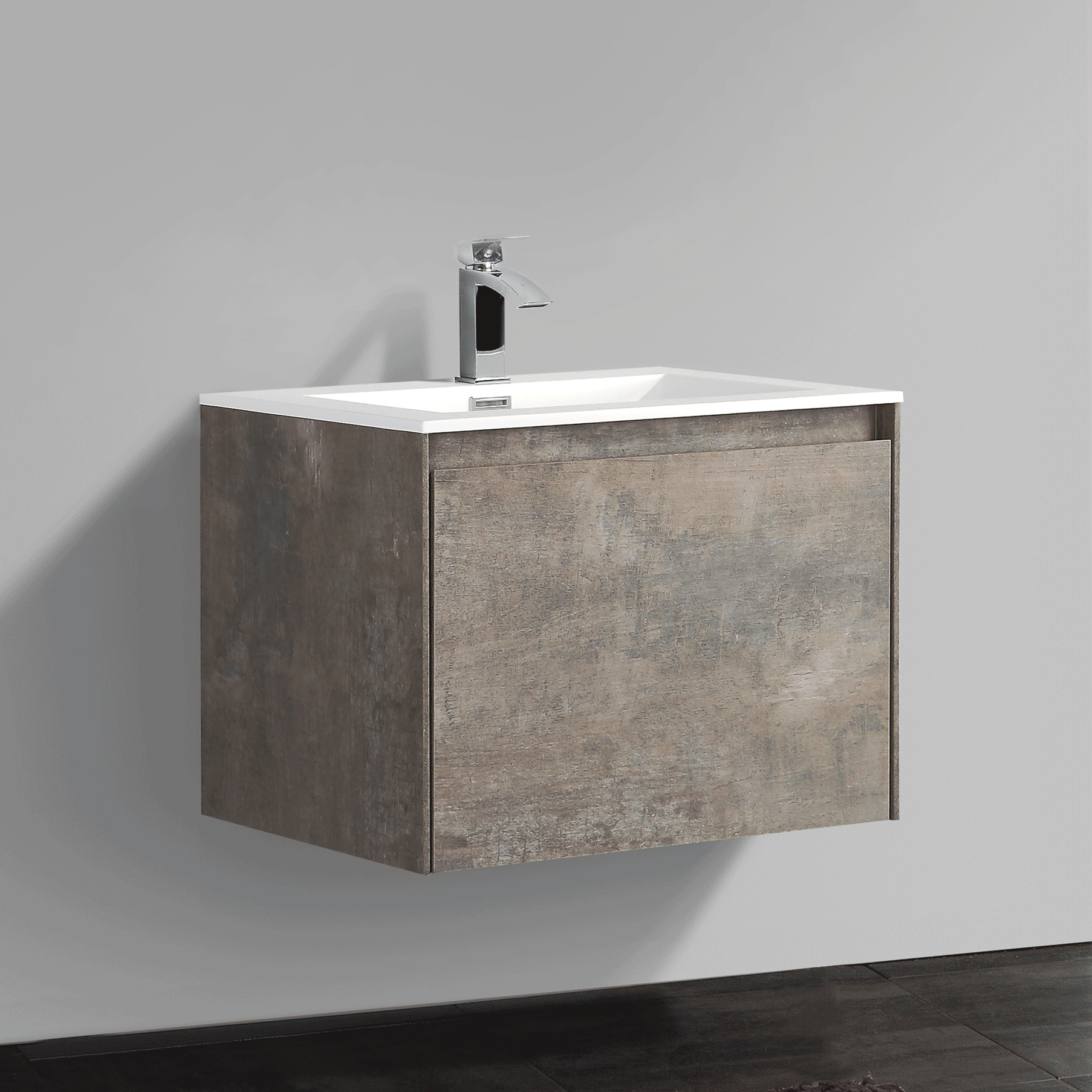 Contemporary Wall Hung 24 Inch Rustic Stone Bathroom Vanity Megabai