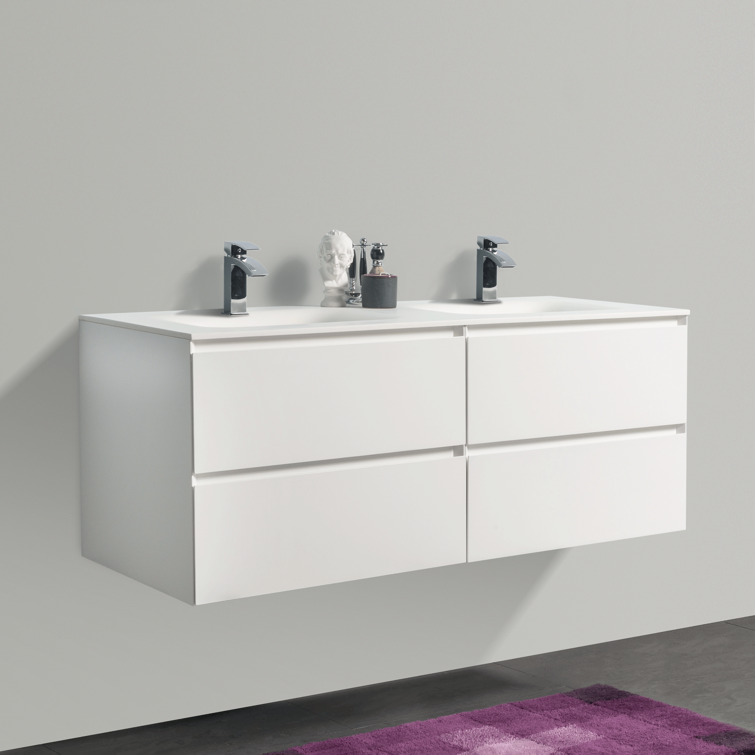 Bai 0818 Wall Hung 52 Inch Bathroom Vanity In Matte White Finish Megabai