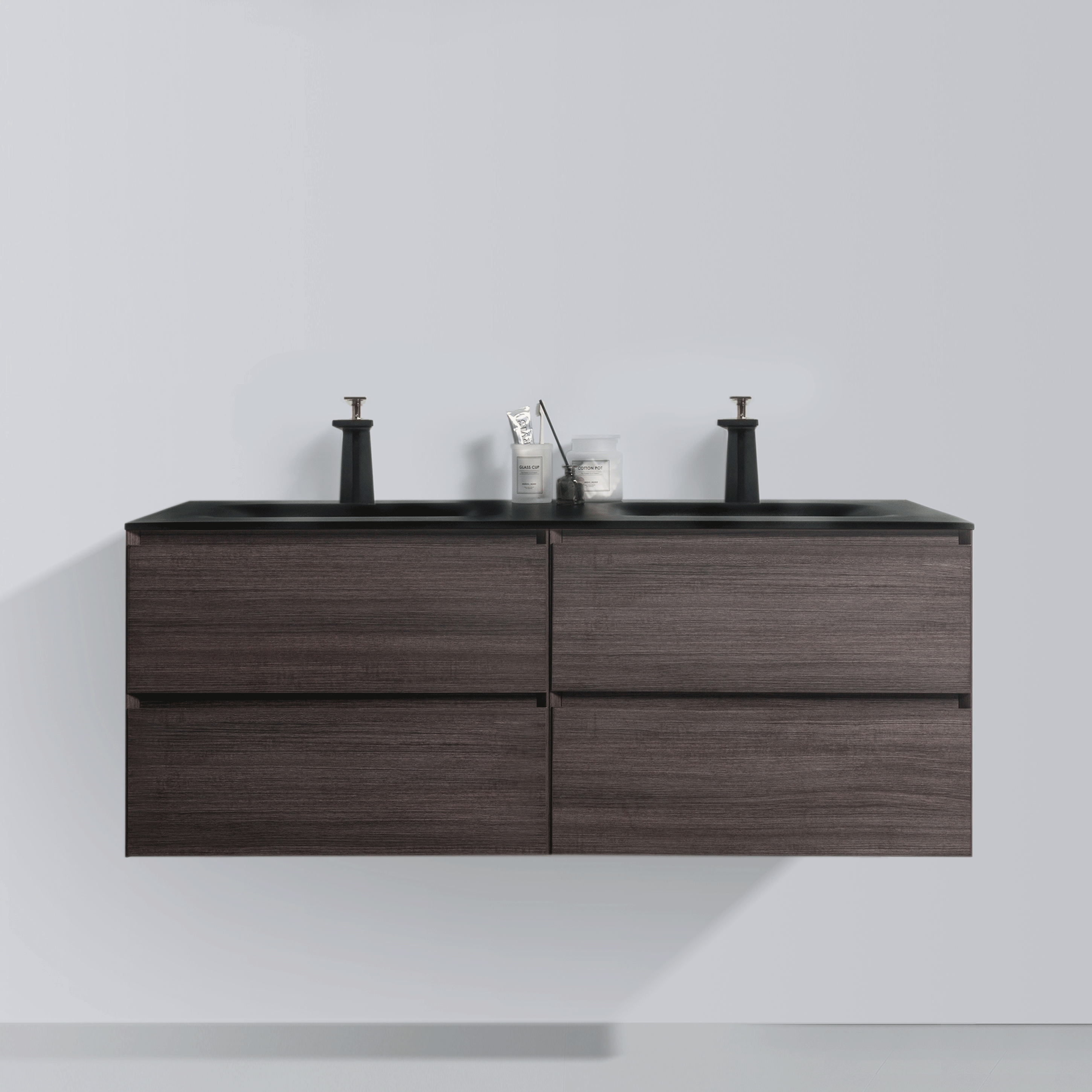 Bai 0823 Wall Hung 52 Inch Bathroom Vanity In Graphite Wood Finish Megabai