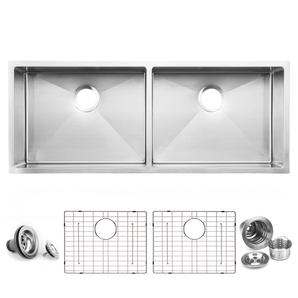 Bai 1250 Stainless Steel 16 Gauge Kitchen Sink Handmade 45 Inch Undermount Double Bowl