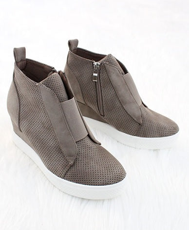 zoey wedge sneaker taupe