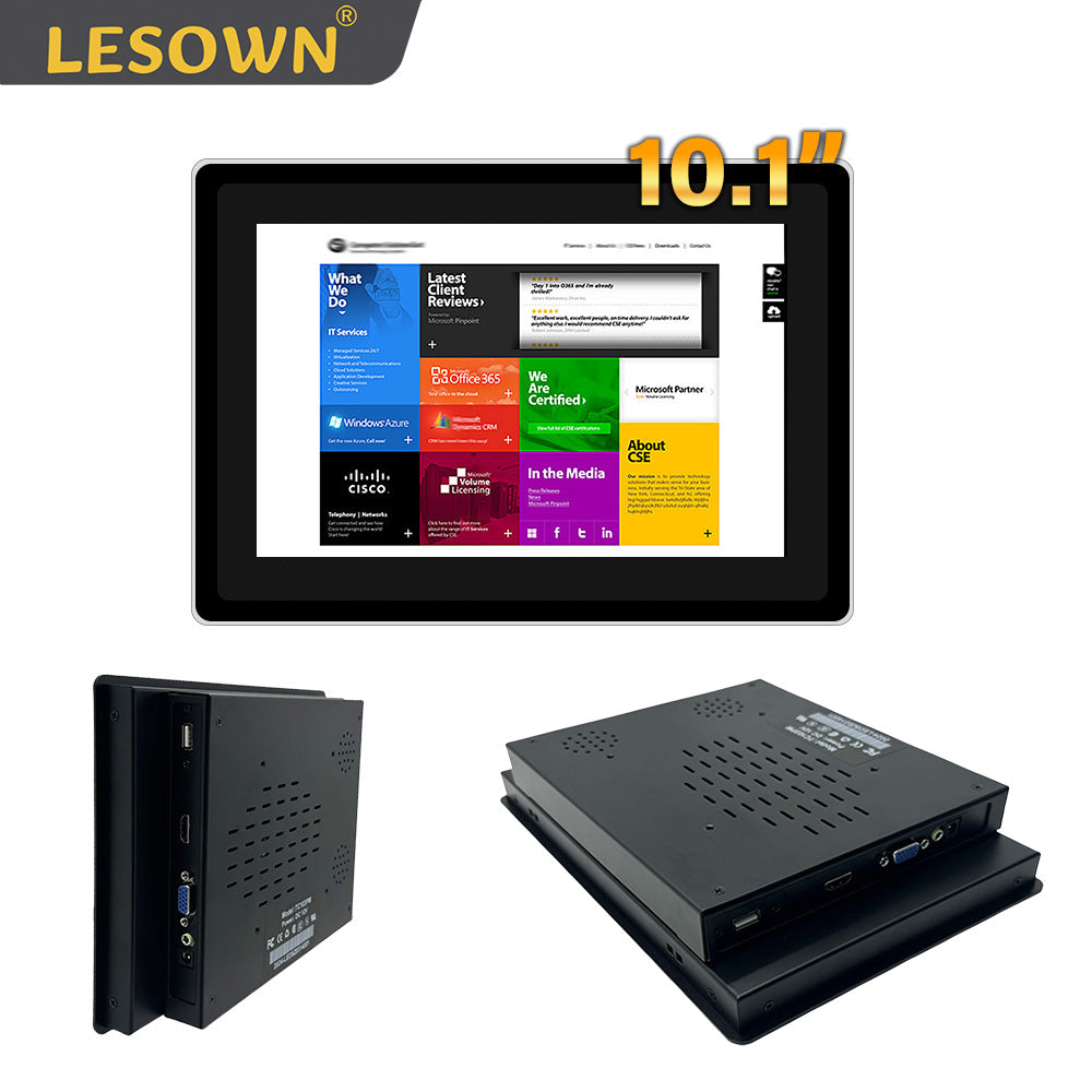 LESOWN E101-C01FET 10.1 Inch 1280x800 IPS LCD Embedded Industrial Monitor Factory Automation Display Panel Mount Display with VGA/HDMI/USB