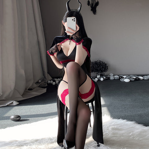 Yomorio Succubus Cosplay Outfit Devil Anime Costume Sexy High Slit Lingerie Dress