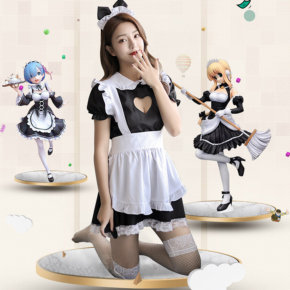 French Maid Uniform Cat Cosplay Lingerie Costume Cute Keyhole Nightwea Yomorio