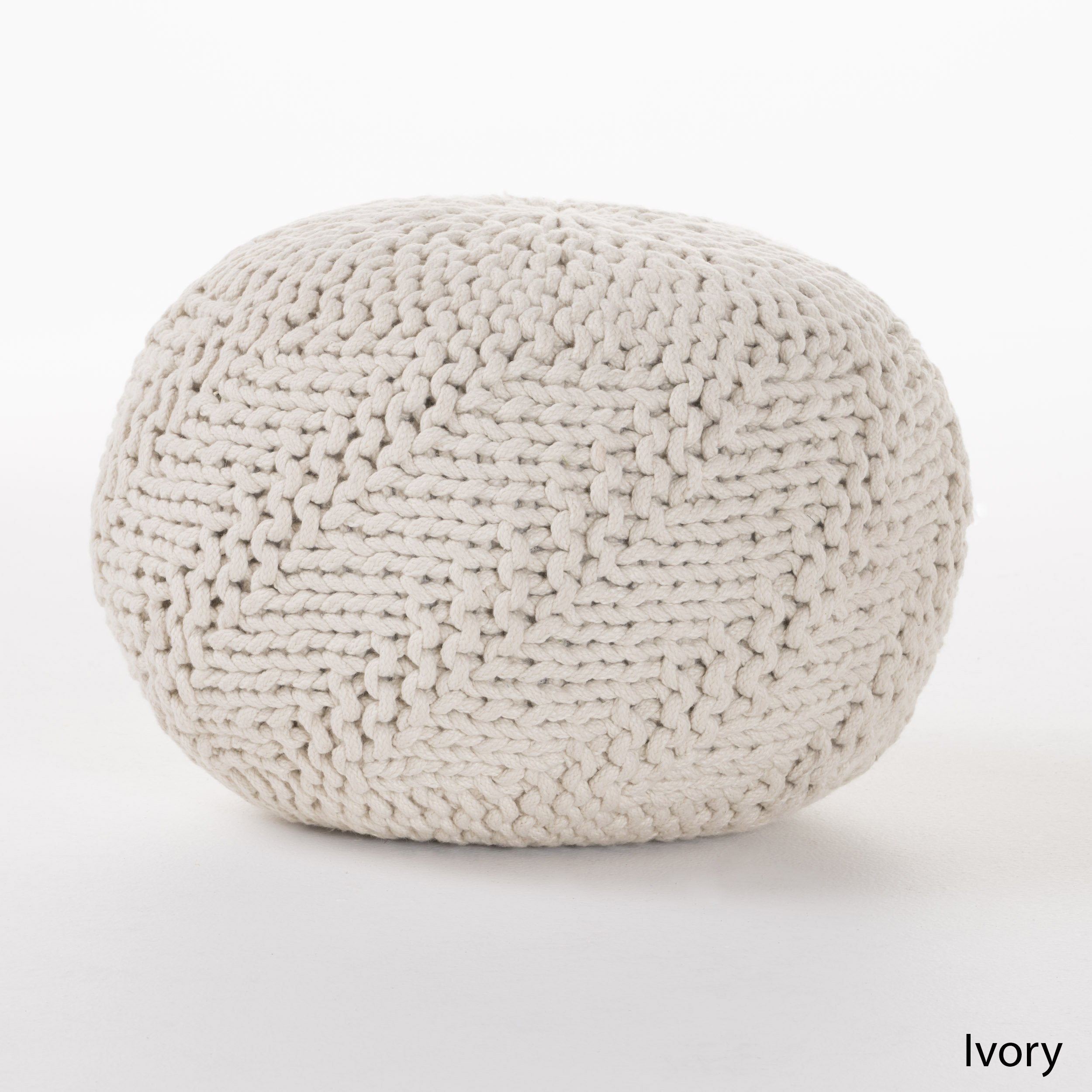 Ashbury Outdoor Boho Round Hand-Crafted Knitted Ottoman Pouf - LePouf product image