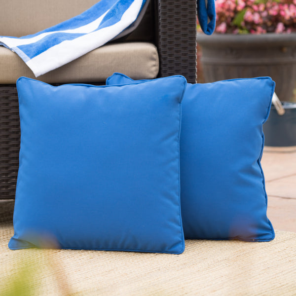 Unikome Outdoor Waterproof Throw Pillows 18 inch x 18 inch Feathers and Down Filled Square Solid Pillows Water Resistant Outdoor Pillows Decorative