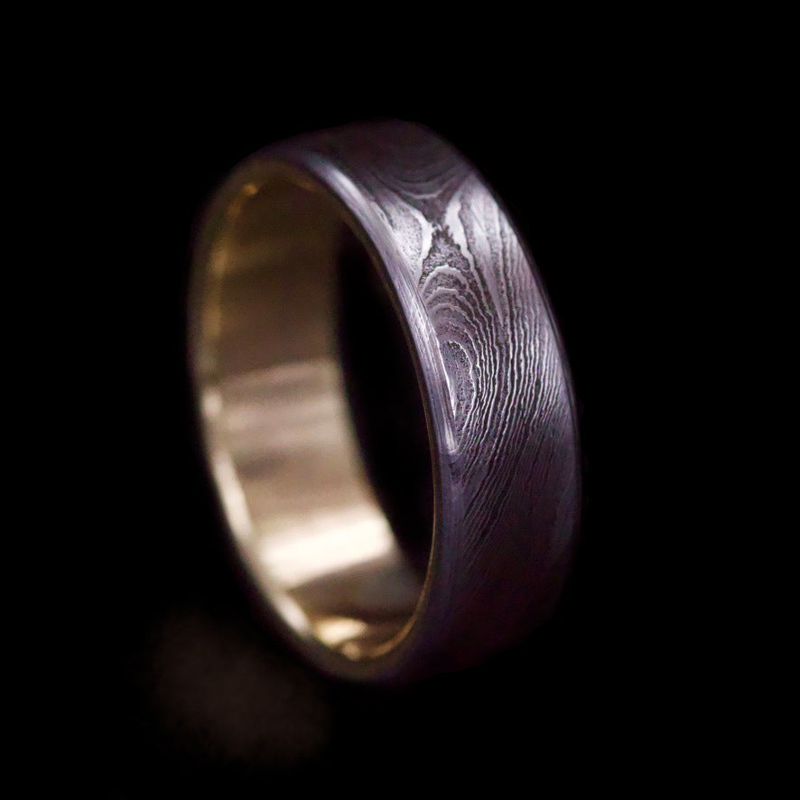 Damascus Steel Ring With A 9ct Gold Insert Thornhill Jewellery