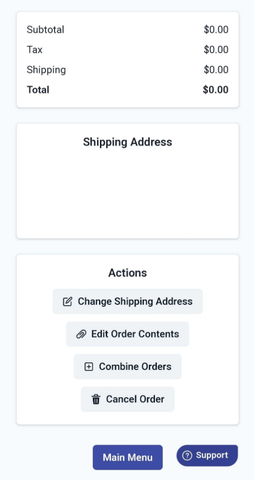 Available actions listed out at the bottom of an order’s details