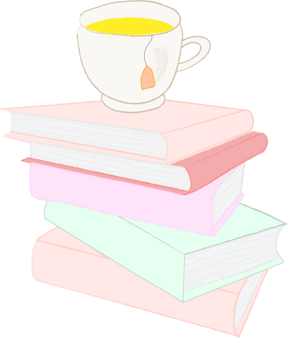 Morning routine with books piling up with a cup of tea