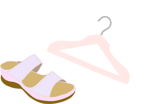 hanger and sandals showing to get dressed properly