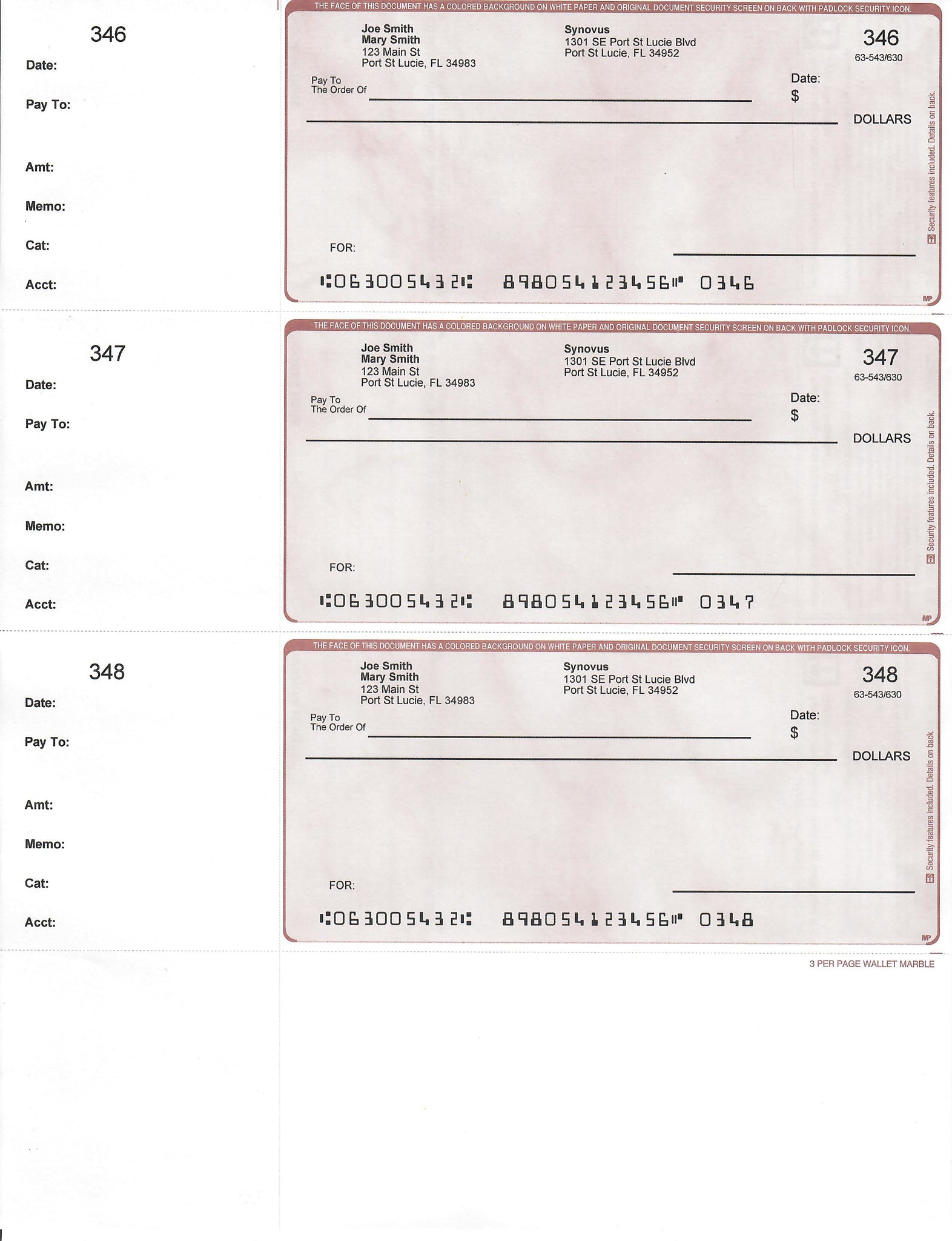 personal checks printed