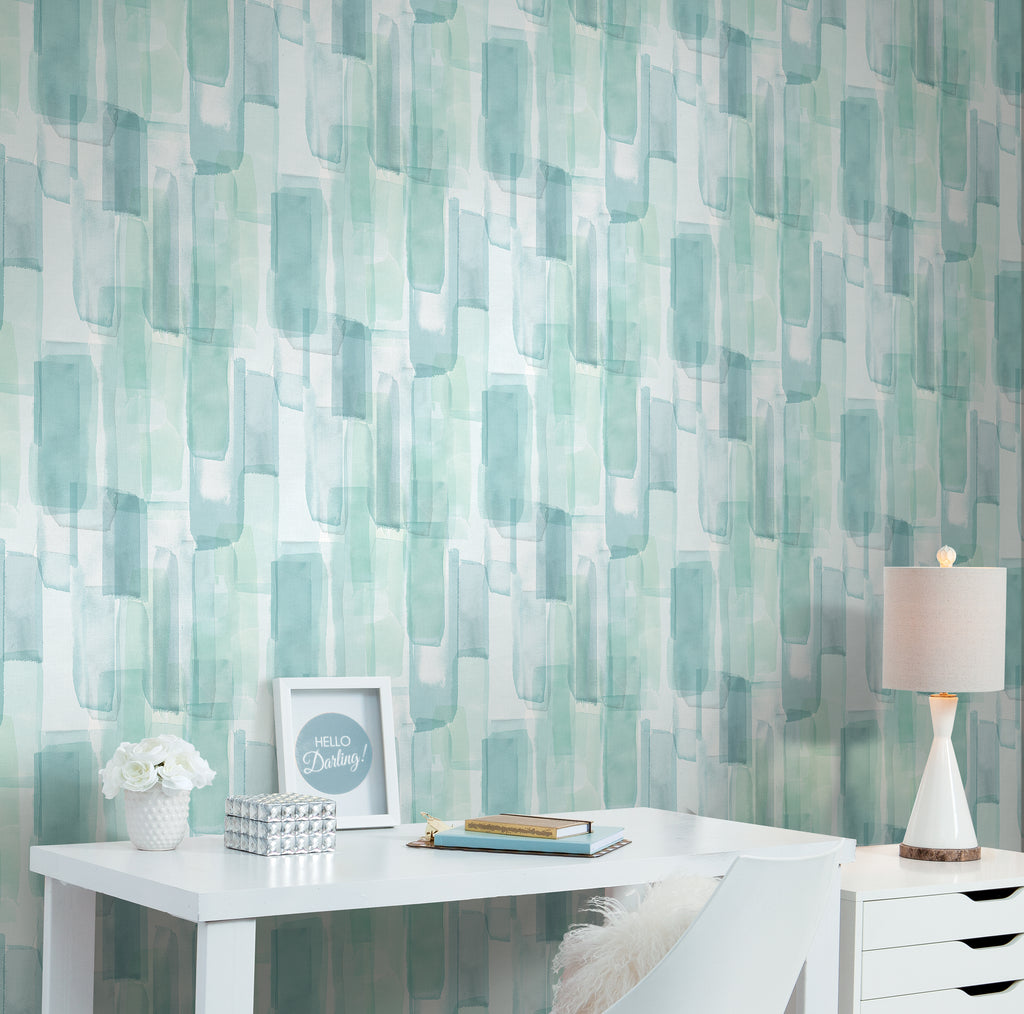 Mr Kate Watercolor Glass Peel  Stick Wallpaper in Blue  Mr Kate