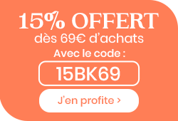 15% offert dès 69€ d'achat avec le code 15BK69