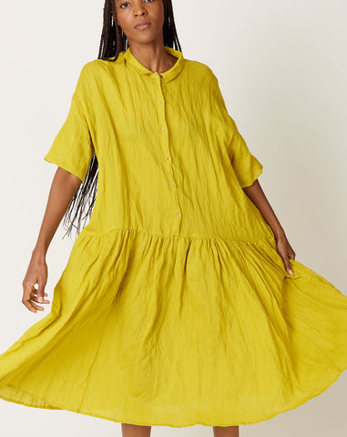 apuntob Drop Waist Shirt Dress in Lemon