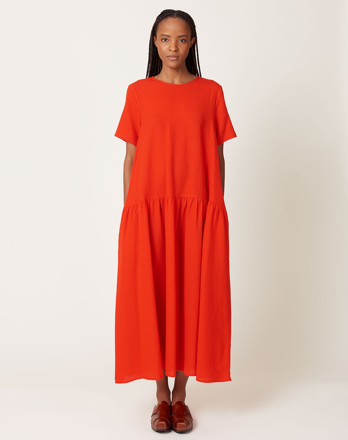 Wool Foulard Dress in Red | apuntob | Covet + Lou