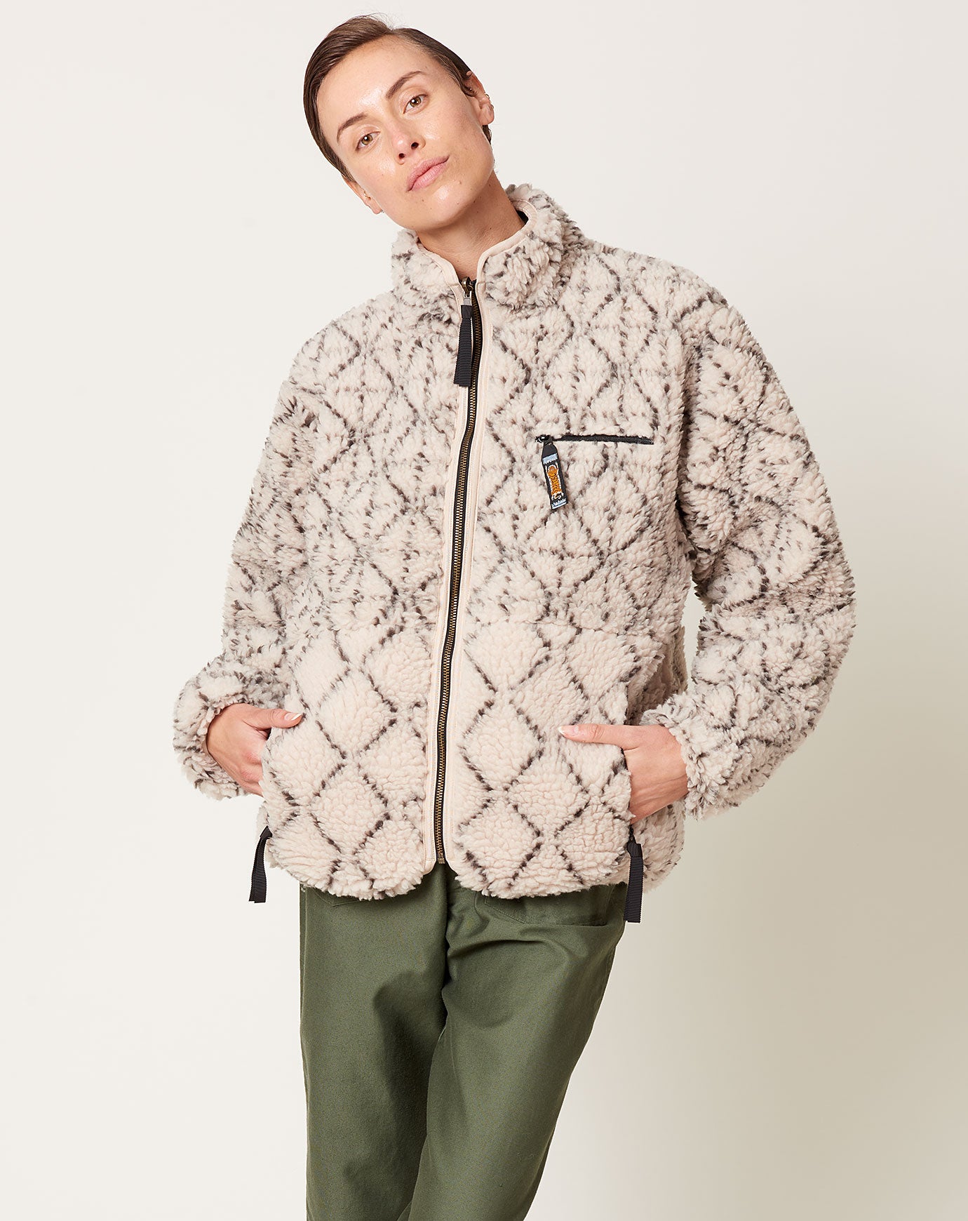 DO-GI SASHIKO BOA Fleece Reversible Blouson in Ecru