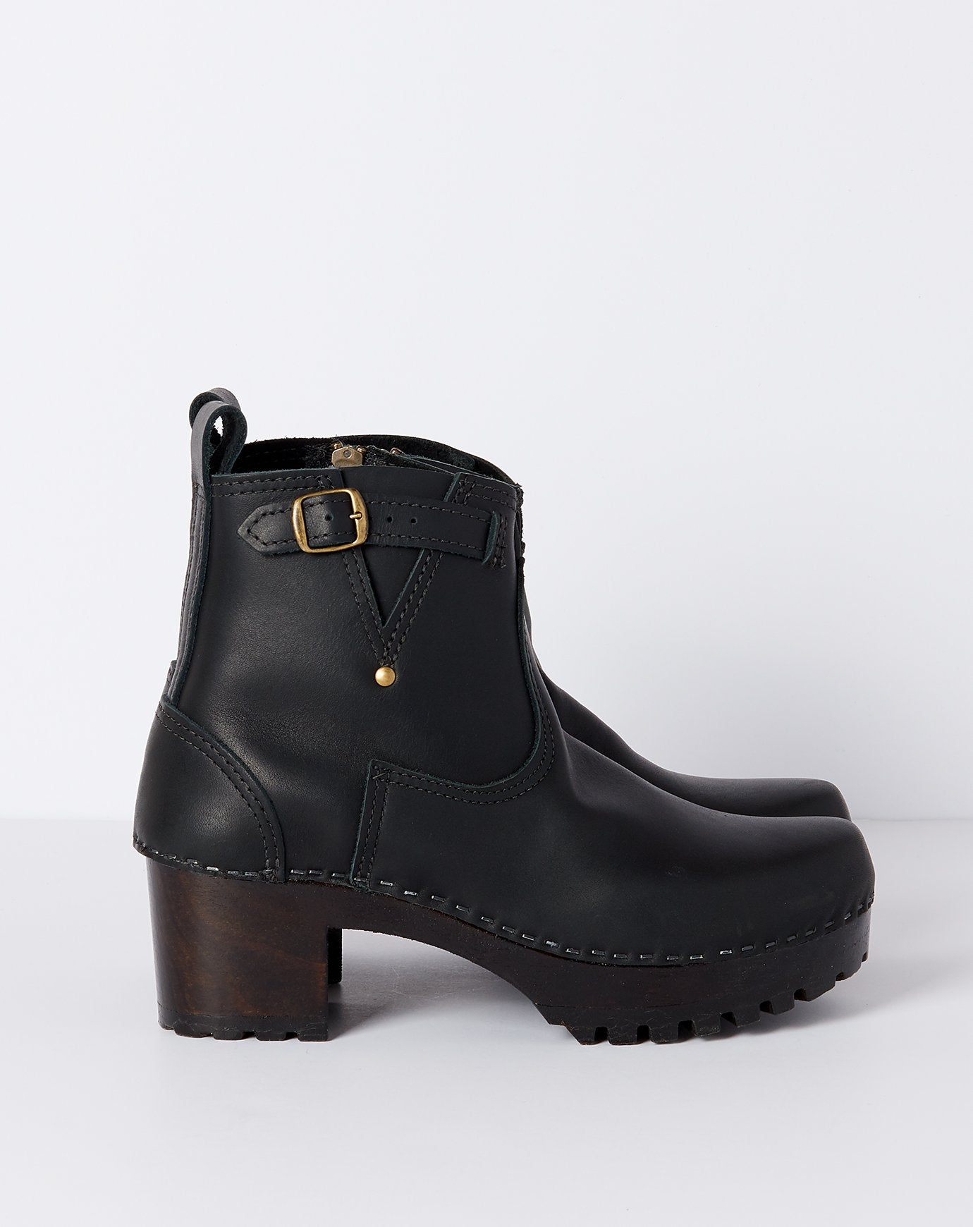 no 6 leather clog buckle boot