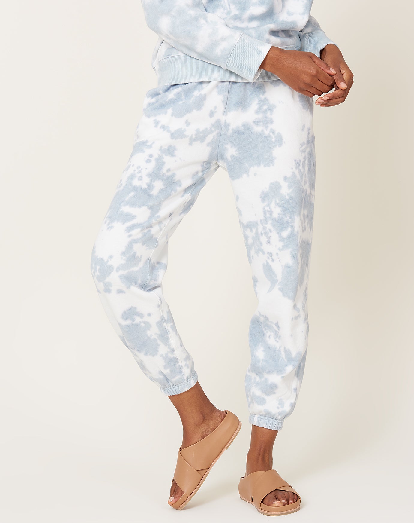 Recycled Fleece Sweatpant in Blue Mirage Tie Dye