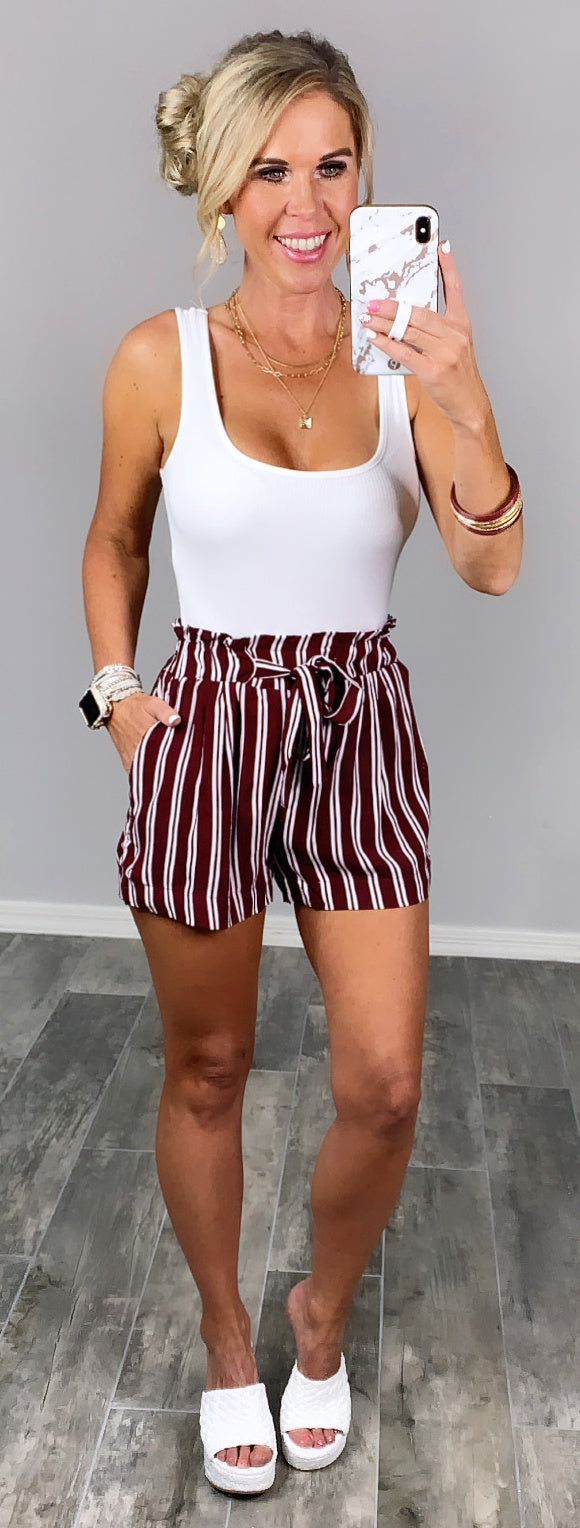 Look Into It Shorts - Burgundy