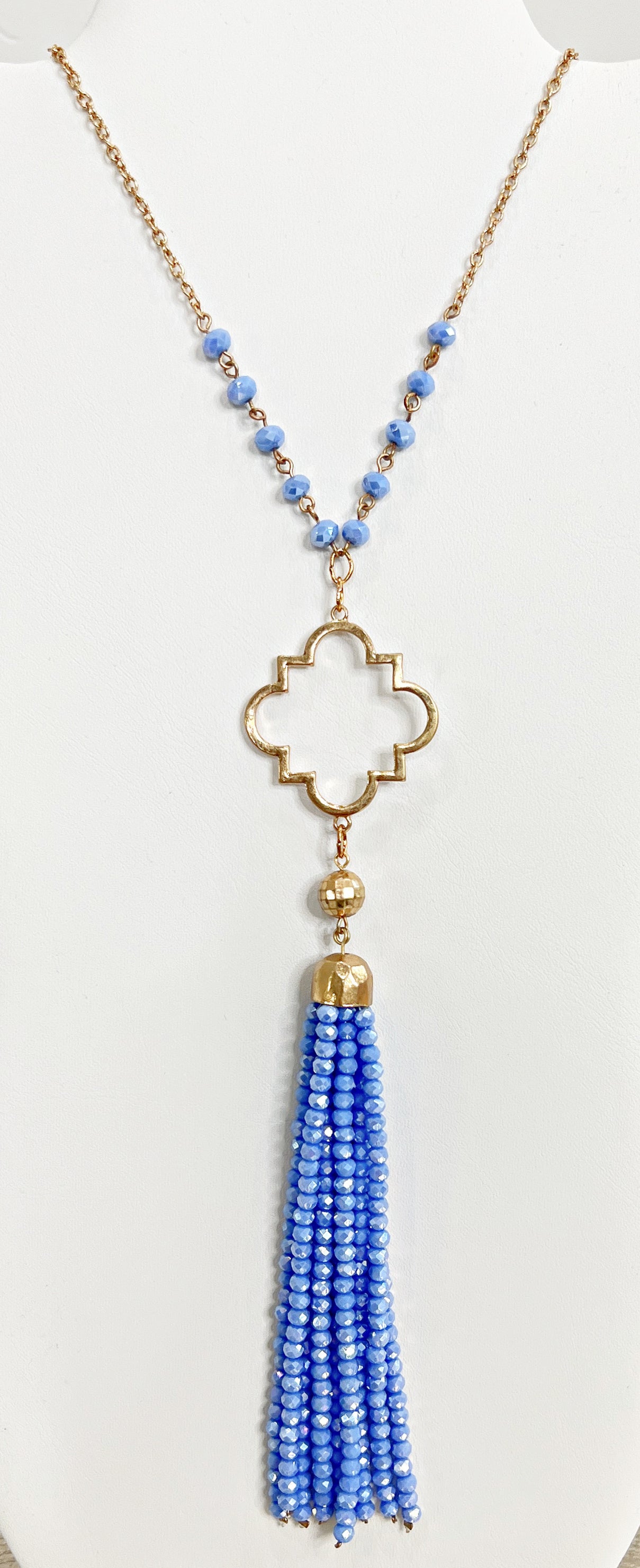 Put it There Gold Beaded Tassel Necklace