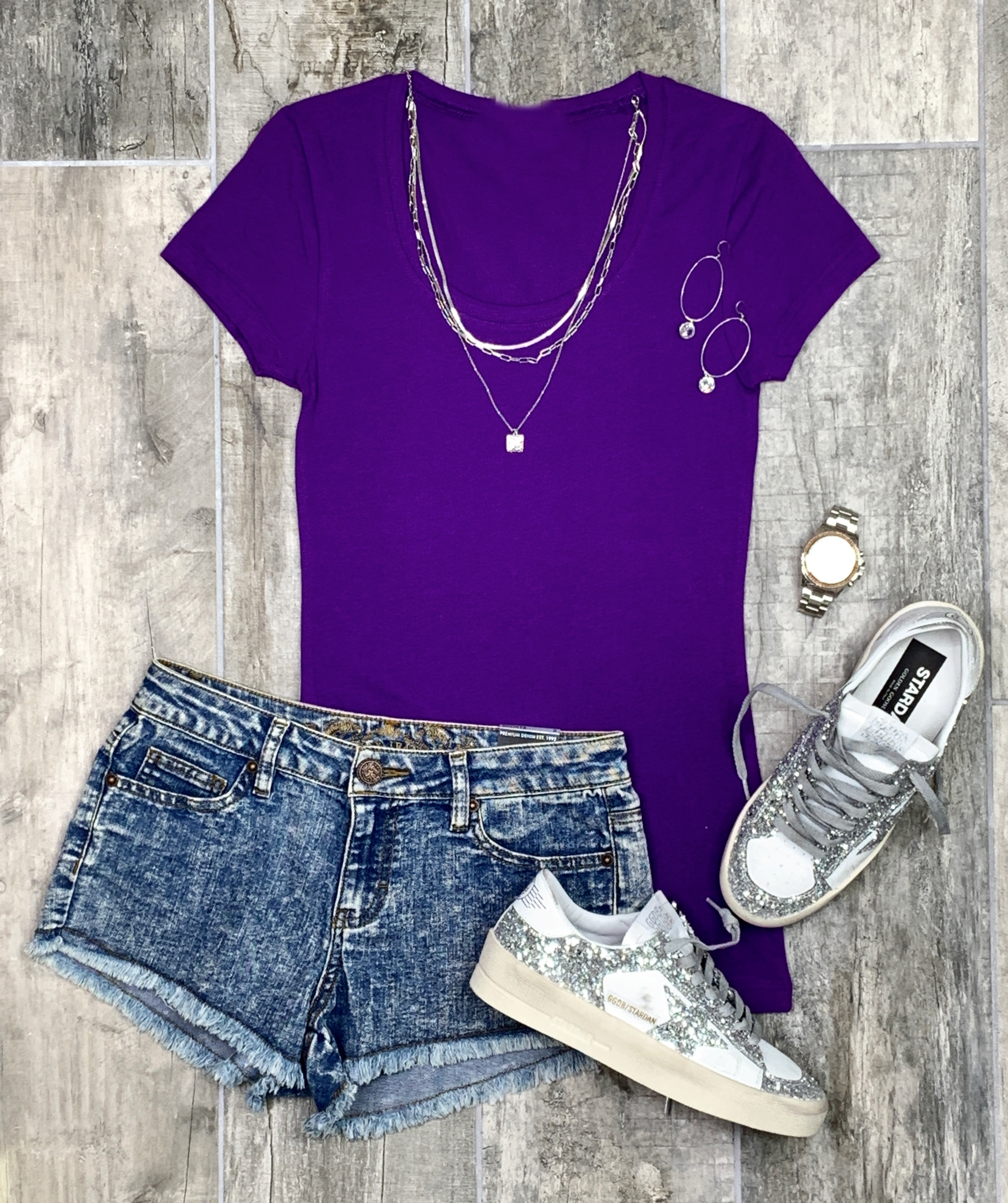 Basic Scoop Tee - Purple