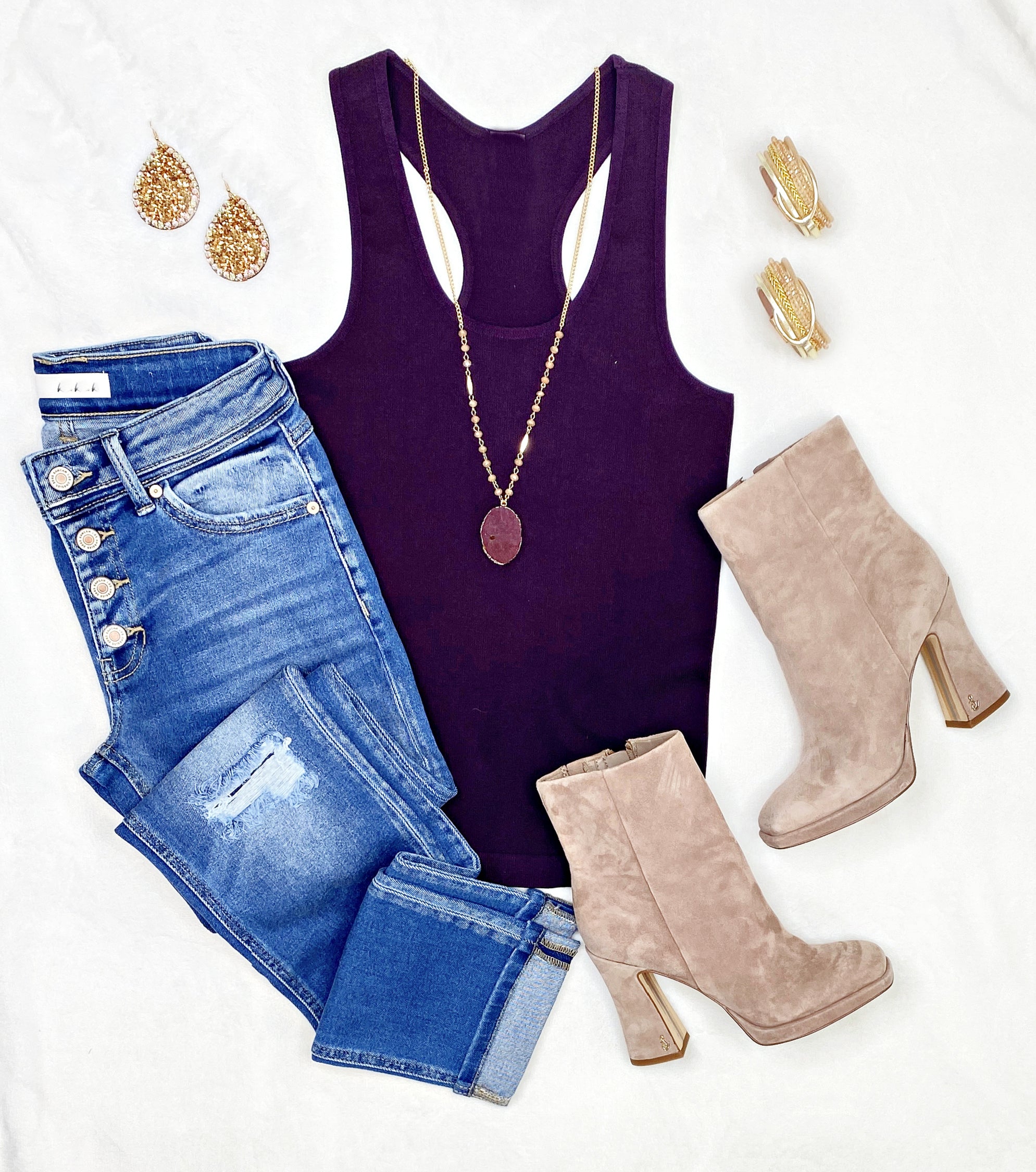 Everyday Basic Ribbed Racerback Tank - Plum