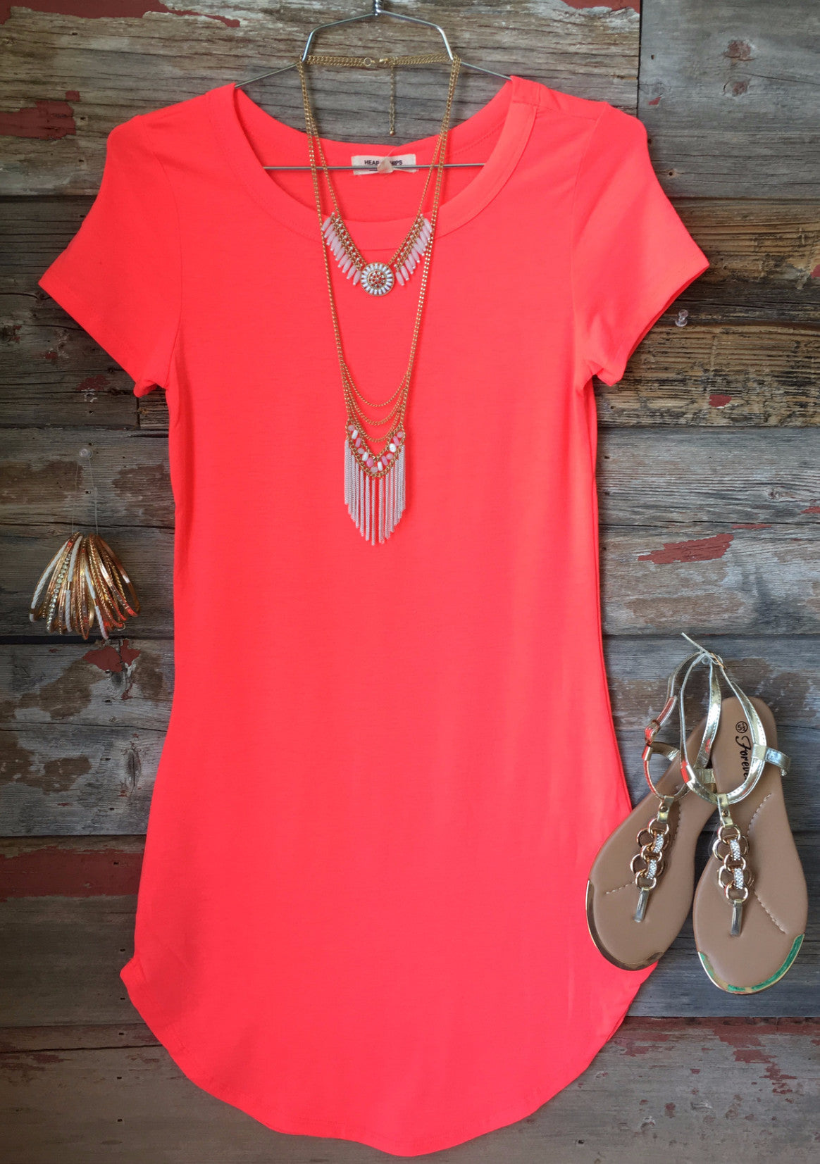 Fun in the Sun Tunic Dress: Neon Coral 